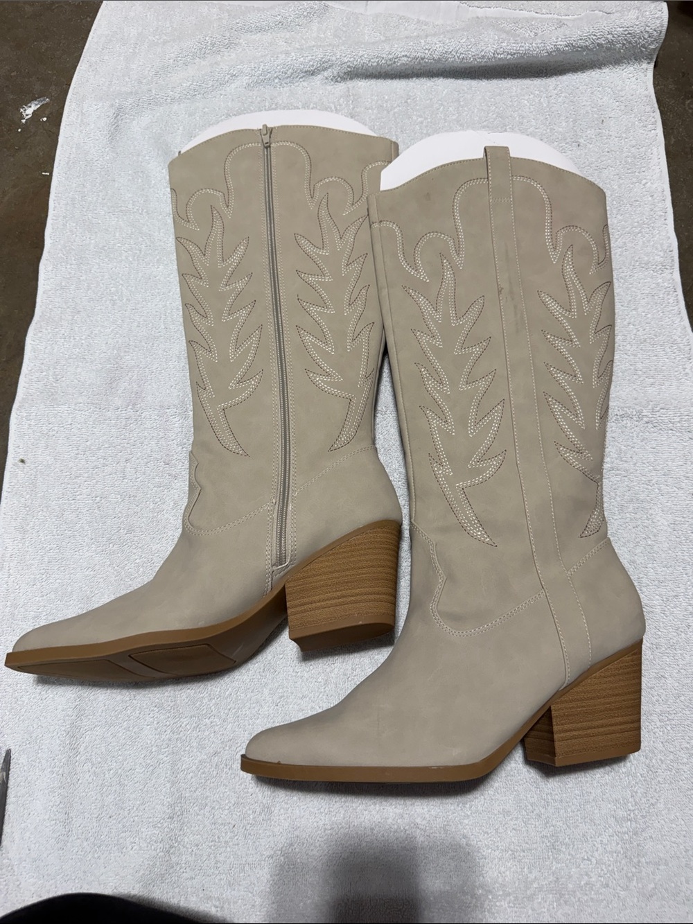 LC Lauren Conrad Taupe Western Knee-High Block Heel Boots
